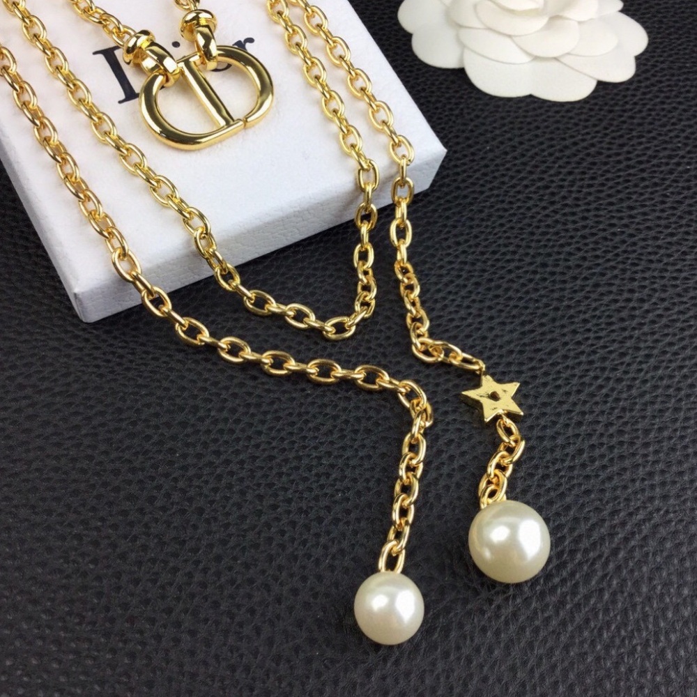 Dior Gold Chain Necklace with Crystal CC Pendant - Picture 8 of 8